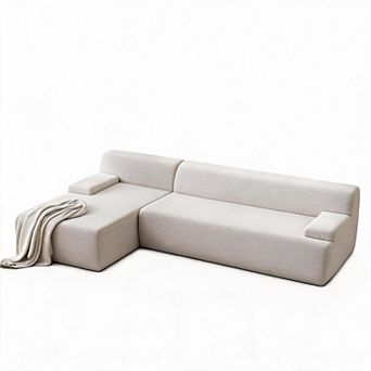 108" L Shaped Boneless Couch, Ultra Soft Corduroy Cloud Sofa with Chaise, No-Assembly Modular Sectio