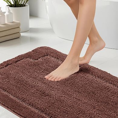 Bathroom Rug Set Soft Absorbent Non Slip Machine Washable Plush Floor Mat