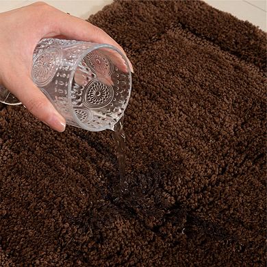Bathroom Rug Set Soft Absorbent Non Slip Machine Washable Plush Floor Mat