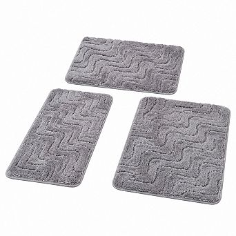 Bathroom Rug Set Soft Absorbent Non Slip Machine Washable Plush Floor Mat