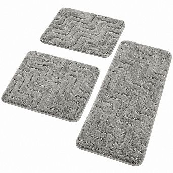 Bathroom Rug Set Soft Absorbent Non Slip Machine Washable Plush Floor Mat