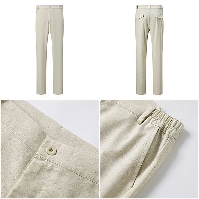 Men's Dress Pants Relaxed Fit Flat Front with Elastic Waist