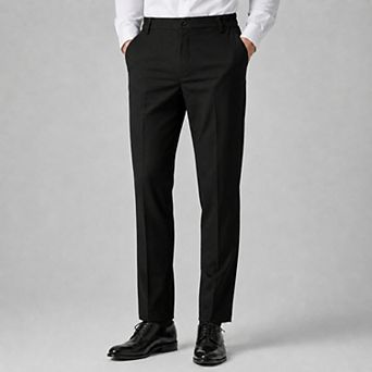 Men's Dress Pants Relaxed Fit Flat Front with Elastic Waist