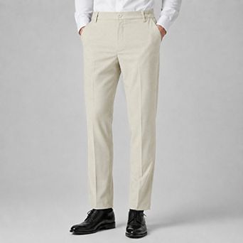Men's Dress Pants Relaxed Fit Flat Front with Elastic Waist