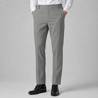 Men's Dress Pants Relaxed Fit Flat Front with Elastic Waist