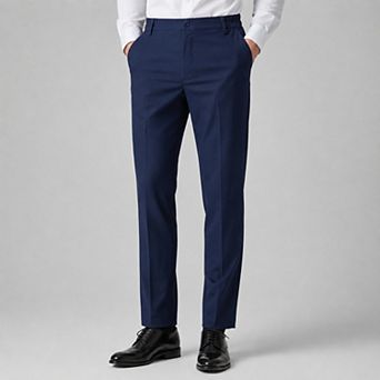 Men's Dress Pants Relaxed Fit Flat Front with Elastic Waist