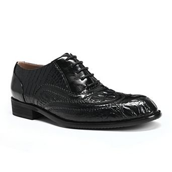 Mens Wingtip Oxford Shoes Crocodile Embossed Tuxedo Formal Dress Shoes