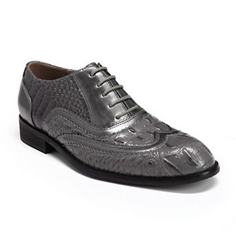Mens Wingtip Oxford Shoes Crocodile Embossed Tuxedo Formal Dress Shoes