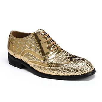 Mens Wingtip Oxford Shoes Crocodile Embossed Tuxedo Formal Dress Shoes