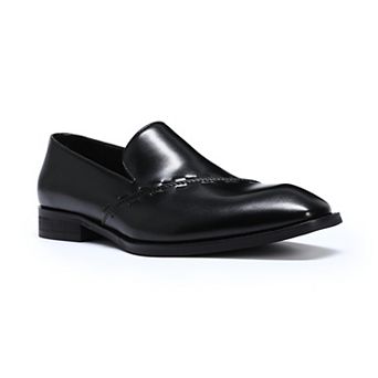 Men's Square Toe Dress Loafers Burnished Slip On Formal Shoes