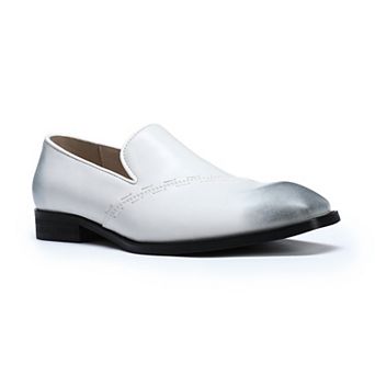 Men's Square Toe Dress Loafers Burnished Slip On Formal Shoes