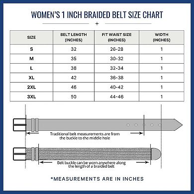 CTM Women's Elastic Braided Stretch Belt (Pack of 2)