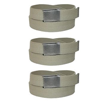 CTM Men's Fabric Belt with Flip Top Nickel Buckle (Pack of 3)