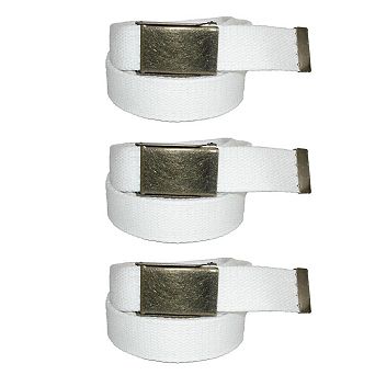 CTM Men's Fabric Belt with Brass Flip Top Buckle (Pack of 3)
