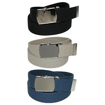 CTM Cotton with Nickel Buckle Adjustable Belt (Pack of 3 Colors)