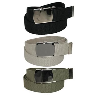 CTM Cotton with Nickel Buckle Adjustable Belt (Pack of 3 Colors)