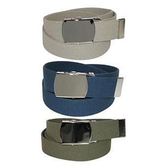 CTM Cotton with Nickel Buckle Adjustable Belt (Pack of 3 Colors)