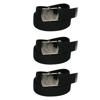 CTM Cotton Adjustable Belt with Nickel Finish Buckle (Pack of 3)