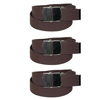 CTM Cotton Adjustable Belt with Nickel Finish Buckle (Pack of 3)