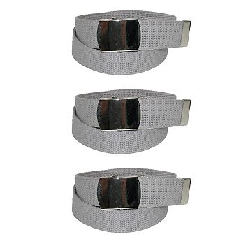 CTM Cotton Adjustable Belt with Nickel Finish Buckle (Pack of 3)
