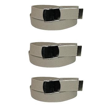 CTM Cotton Adjustable Belt with Nickel Finish Buckle (Pack of 3)