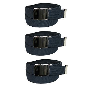 CTM Cotton Adjustable Belt with Nickel Finish Buckle (Pack of 3)