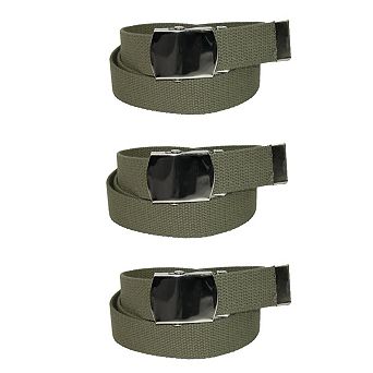 CTM Cotton Adjustable Belt with Nickel Finish Buckle (Pack of 3)