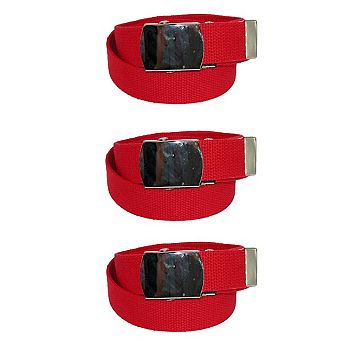 CTM Cotton Adjustable Belt with Nickel Finish Buckle (Pack of 3)