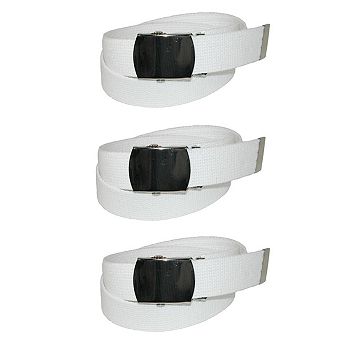 CTM Cotton Adjustable Belt with Nickel Finish Buckle (Pack of 3)