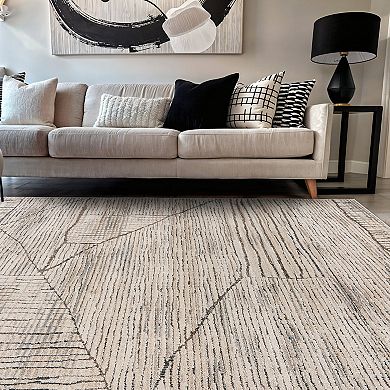 Textured High-Low Indoor Area Rug, Neutral Design, Jute Backing, Entryway Rug, Easy-Care
