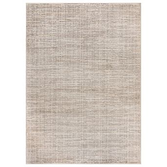 Stripes Texture High-Low Indoor Area Rug, Minimalist Neutral Design, Jute Backing, Entryway
