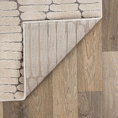 Textured High-Low Indoor Area Rug, Neutral Design, Jute Backing, Entryway Rug, Easy-Care