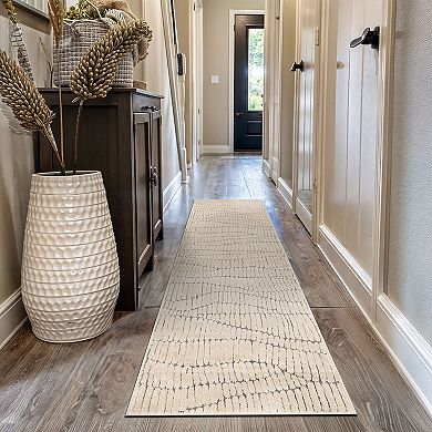 Textured High-Low Indoor Area Rug, Neutral Design, Jute Backing, Entryway Rug, Easy-Care