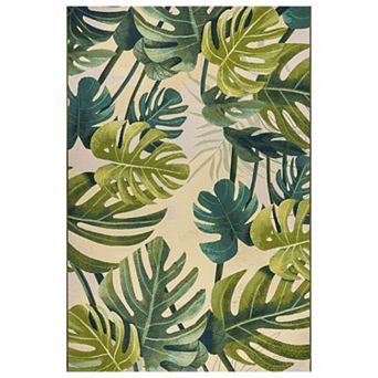 Monstera Palm Leaf Indoor/Outdoor Area Rug, Easy-Clean Patio Rug