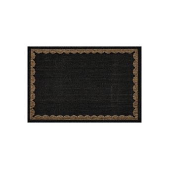 Scallop Border Indoor/Outdoor Flat Woven - Natural Jute-Style, Patio Rug for Backyard Porch Deck