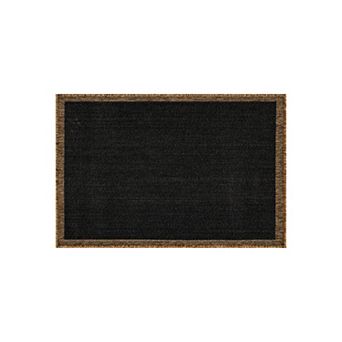 Border Indoor/Outdoor Flat Woven - Natural Jute-Style, Easy-Care Patio Rug for Backyard Porch Deck