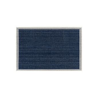Border Indoor/Outdoor Flat Woven - Natural Jute-Style, Easy-Care Patio Rug for Backyard Porch Deck