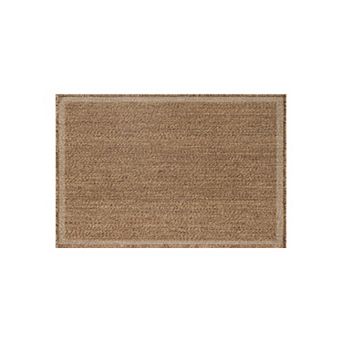 Border Indoor/Outdoor Flat Woven - Natural Jute-Style, Easy-Care Patio Rug for Backyard Porch Deck