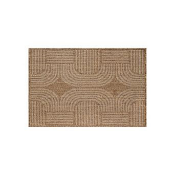 Geometric Indoor/Outdoor Flat Woven-Natural Jute-Style, Easy-Care Patio Rug for Backyard Porch Deck