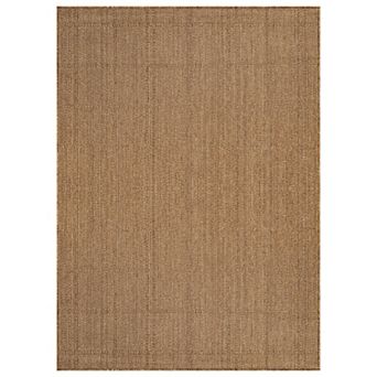 Plaid Indoor/Outdoor Flat Woven - Natural Jute-Style, Easy-Care Patio Rug for Backyard Porch Deck