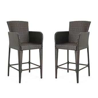 Anaya Outdoor Wicker Barstool (Set of 2) by Christopher Knight Home
