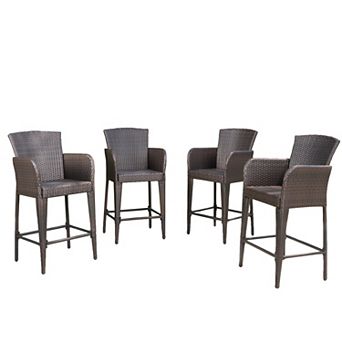 Anaya Outdoor Wicker Barstool (Set of 4) by Christopher Knight Home