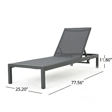 Chaise Lounge (Set of 2) Gray Mesh Loungers with Aluminum Frame