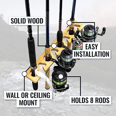Stillwater Fishing Pole Storage Rack - Holds up to 8 Rods
