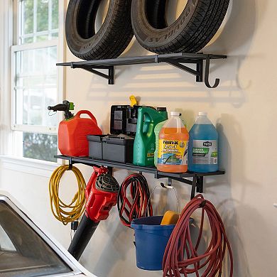 1' x 4' Bristol Garage Wall Mount Shelves - 2-Pack - Black