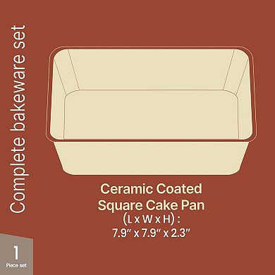 Square Cake Pan, Aluminized Steel with Ceramic Nonstick Coating, Heavy-Duty, Non-Toxic