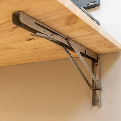 Wakefield Foldable Workbench - Light Wood Tabletop with Stainless Brackets