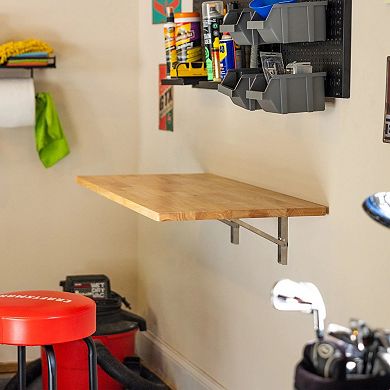 Wakefield Foldable Workbench - Light Wood Tabletop with Stainless Brackets