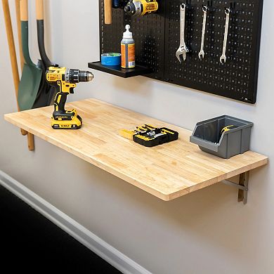 Wakefield Foldable Workbench - Light Wood Tabletop with Stainless Brackets