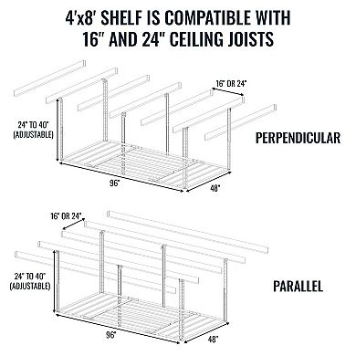 4' x 8' Faber Overhead Garage Shelving - Holds 700 lbs